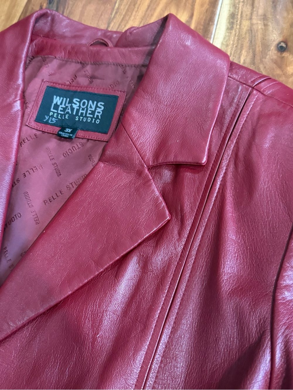 Vintage Wilsons Leather Pelle Studio Red Leather Blazer Jacket Coat Size 3X